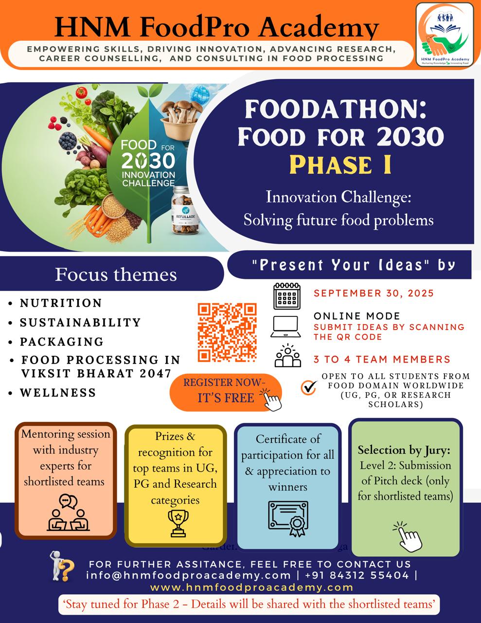 FOODATHON: FOOD FOR 2030 – Phase I